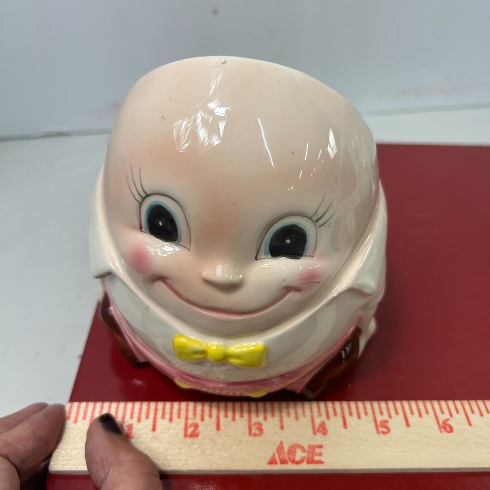 Vintage Humpty Dumpty Ceramic Planters Set of 2 Pink Blue Nursery Rhyme Kitsch - Picture 15 of 16